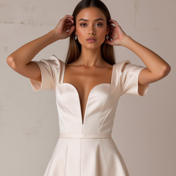 Elegant White Mini Short Wedding Dress with Lace Appliqué for a Romantic and Timeless Look