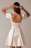Elegant White Mini Short Wedding Dress with Lace Appliqué for a Romantic and Timeless Look