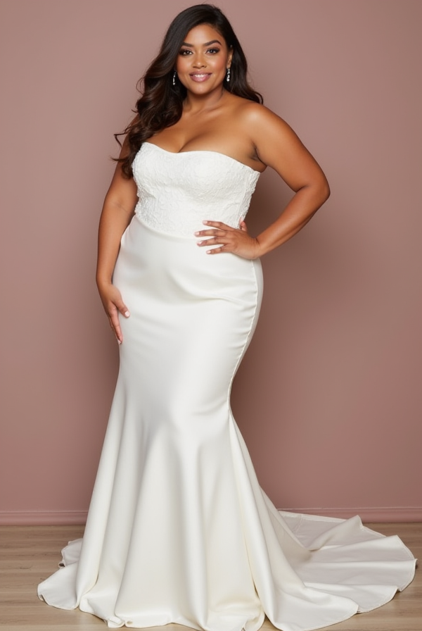 Mermaid White Wedding Dress with Delicate Embroidery for a Feminine Touch