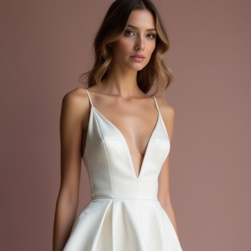 Stunning White Mini Short Wedding Dress with a Halter Neckline for a Stylish and Trendy Look