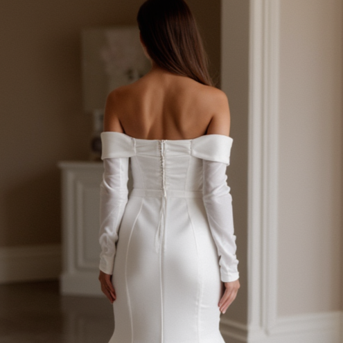 Stunning White Mermaid Wedding Gown with a Crystal Beaded Bodice for Extra Glam