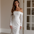 Stunning White Mermaid Wedding Gown with a Crystal Beaded Bodice for Extra Glam