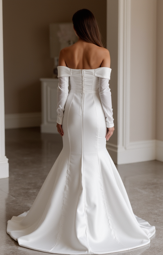 Stunning White Mermaid Wedding Gown with a Crystal Beaded Bodice for Extra Glam