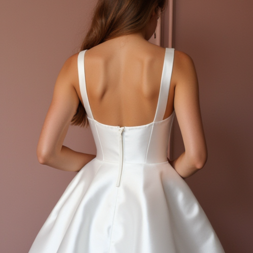 Romantic White Mini Short Wedding Dress with Polka Dot Details for a Whimsical Bridal Style