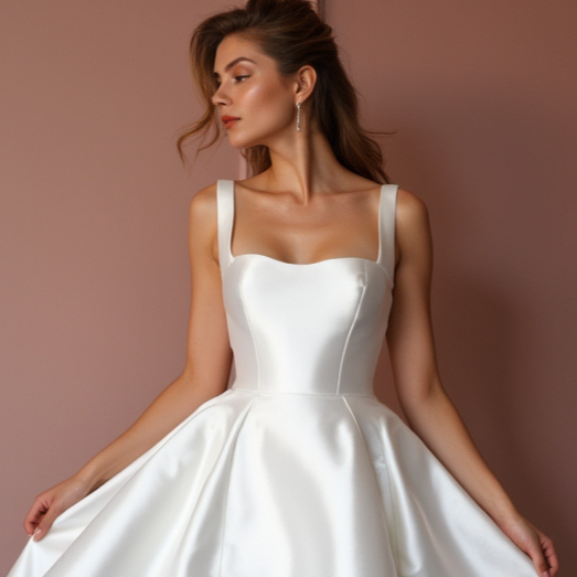 Romantic White Mini Short Wedding Dress with Polka Dot Details for a Whimsical Bridal Style