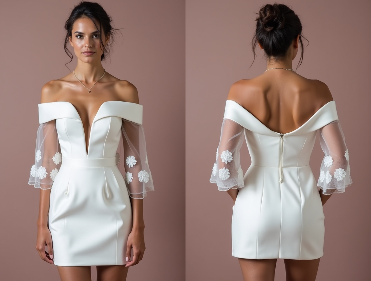 Mini Short Wedding Dress with a Classic A-Line Fit for Chic Brides
