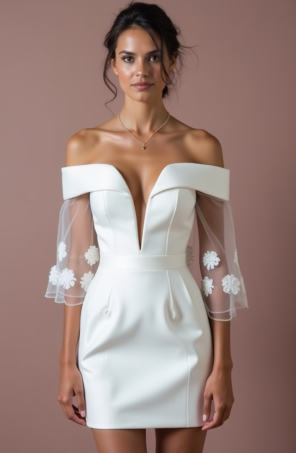 Mini Short Wedding Dress with a Classic A-Line Fit for Chic Brides