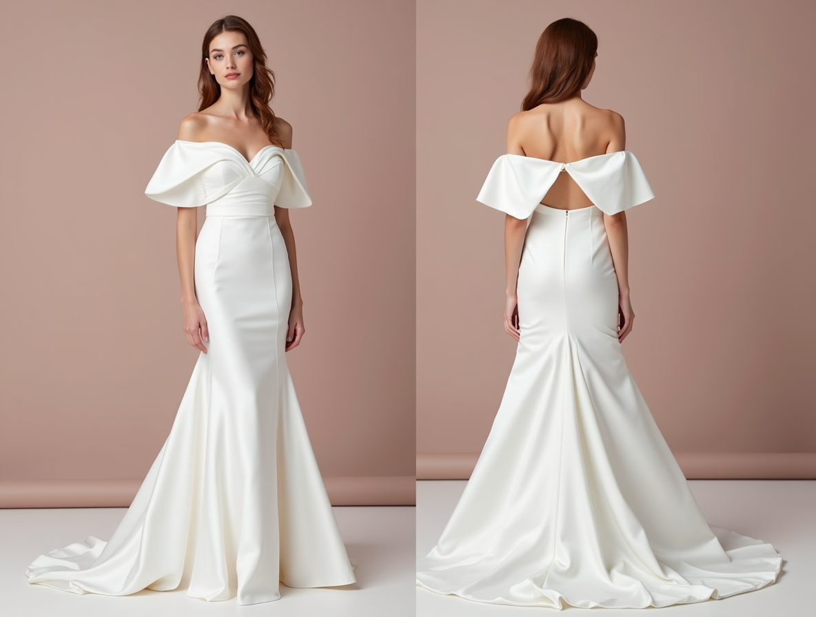 Timeless White Mermaid Wedding Dress with a Simple, Elegant Silhouette