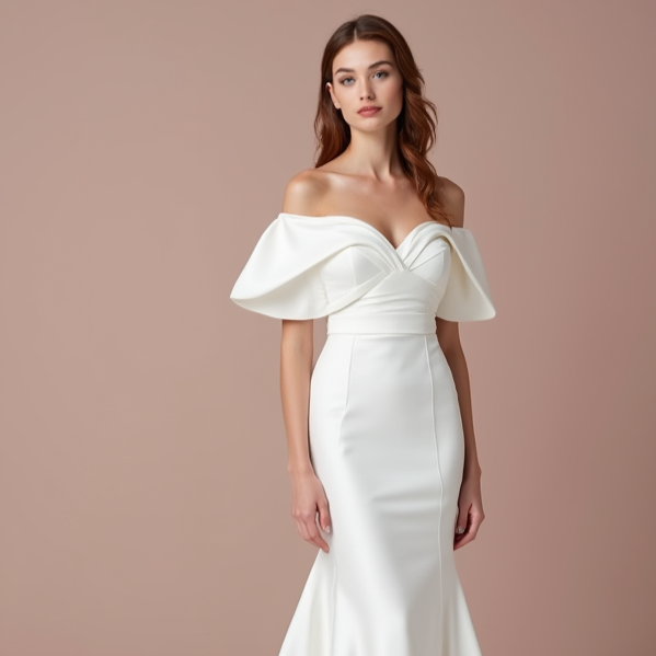 Timeless White Mermaid Wedding Dress with a Simple, Elegant Silhouette