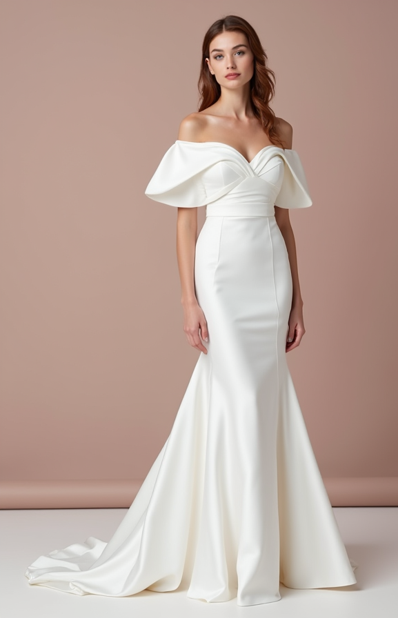 Timeless White Mermaid Wedding Dress with a Simple, Elegant Silhouette