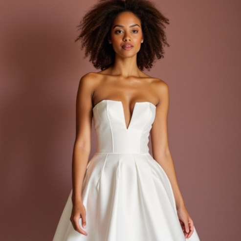 Modern White Mini Short Wedding Dress with Feathered Details for a Unique Bridal Look