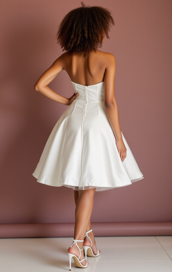 Modern White Mini Short Wedding Dress with Feathered Details for a Unique Bridal Look