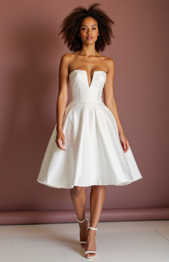 Modern White Mini Short Wedding Dress with Feathered Details for a Unique Bridal Look