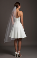 Modern White Mini Short Wedding Dress with a High Slit for a Trendy and Confident Bridal Look