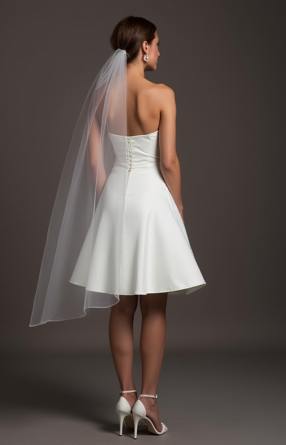 Modern White Mini Short Wedding Dress with a High Slit for a Trendy and Confident Bridal Look