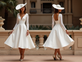 Stylish White Mini Short Wedding Dress with a High-Low Hemline for a Trendy and Chic Look