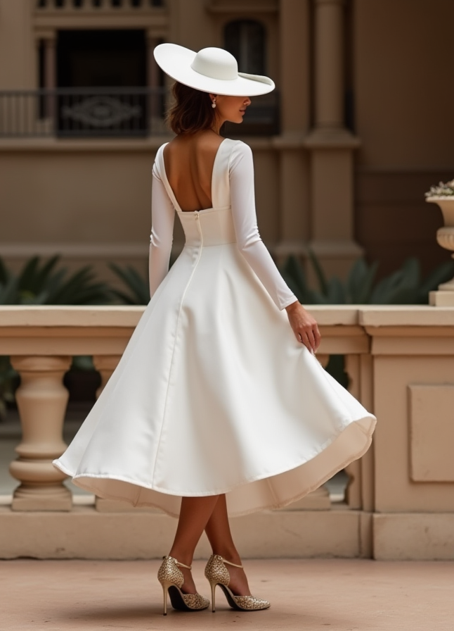 Stylish White Mini Short Wedding Dress with a High-Low Hemline for a Trendy and Chic Look
