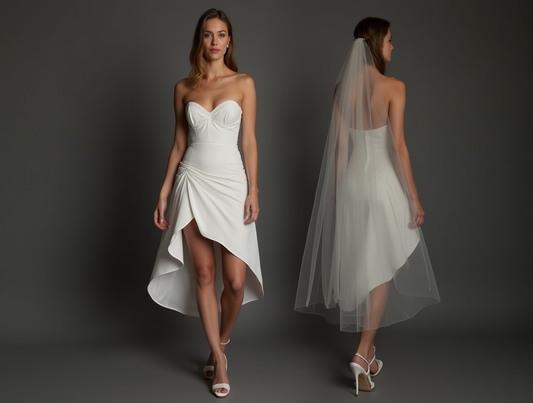 Stunning White Mini Short Wedding Dress with a Tiered Skirt for Extra Volume and Drama