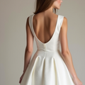 Elegant White Mini Short Wedding Dress with a Sheer Lace Back for a Touch of Romance