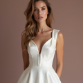 Elegant White Mini Short Wedding Dress with a Sheer Lace Back for a Touch of Romance