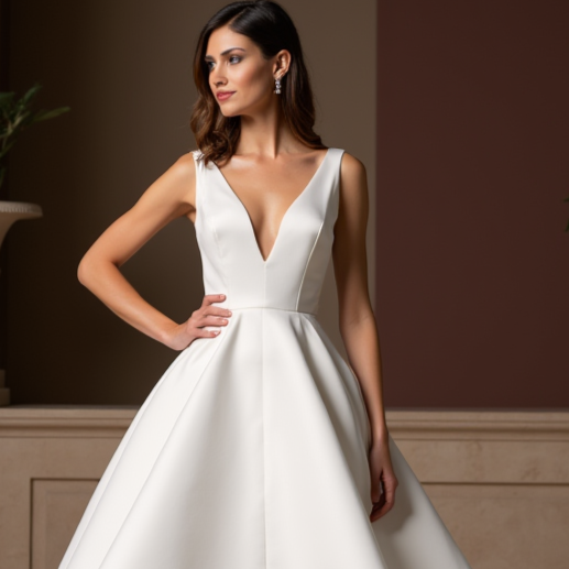 Sexy White Mini Short Wedding Dress with a Deep V-Neckline for a Bold and Confident Look