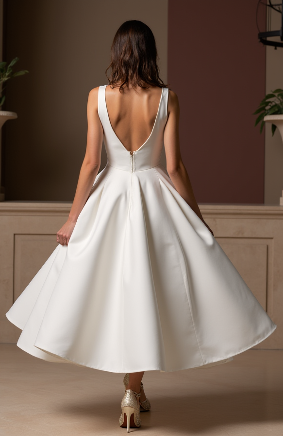 Sexy White Mini Short Wedding Dress with a Deep V-Neckline for a Bold and Confident Look