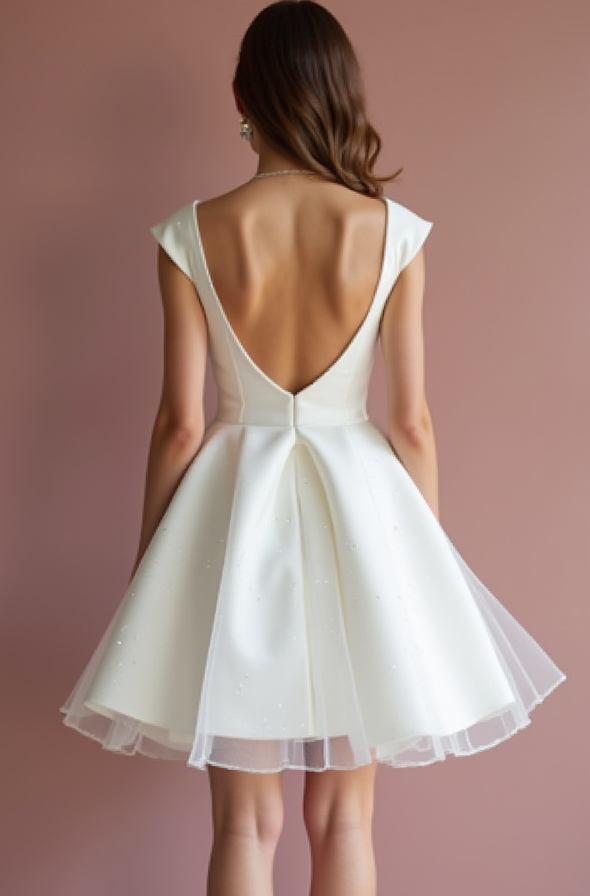 Glamorous White Mini Short Wedding Dress with Beaded Straps for Extra Sparkle