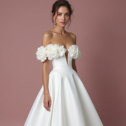Classic White Princess Wedding Dress with Glitter Tulle and Romantic Lace Appliqué