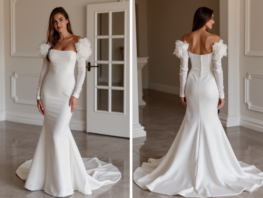 Sexy White Mermaid Wedding Dress with a Scalloped Lace Hem for a Unique Look