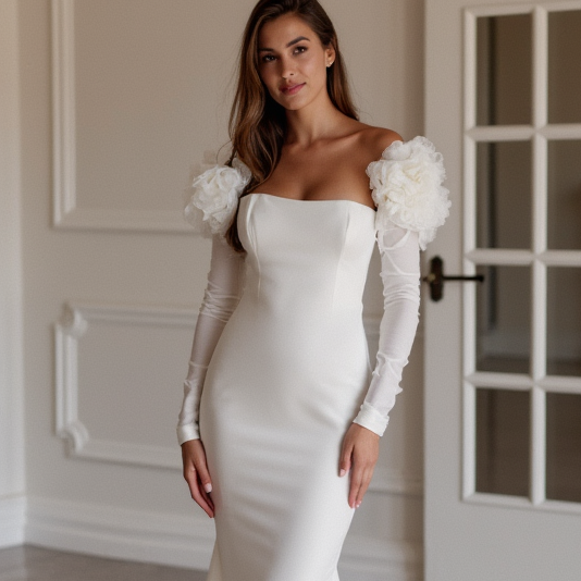 Sexy White Mermaid Wedding Dress with a Scalloped Lace Hem for a Unique Look
