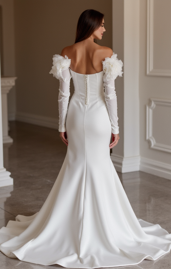 Sexy White Mermaid Wedding Dress with a Scalloped Lace Hem for a Unique Look