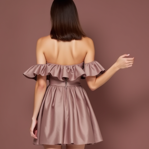 Stylish Pink Evening Dress & Prom Dress with Velvet Details for a Luxe Finish