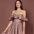 Stylish Pink Evening Dress & Prom Dress with Velvet Details for a Luxe Finish
