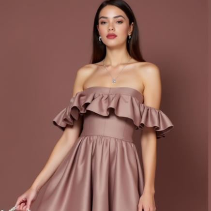 Stylish Pink Evening Dress & Prom Dress with Velvet Details for a Luxe Finish