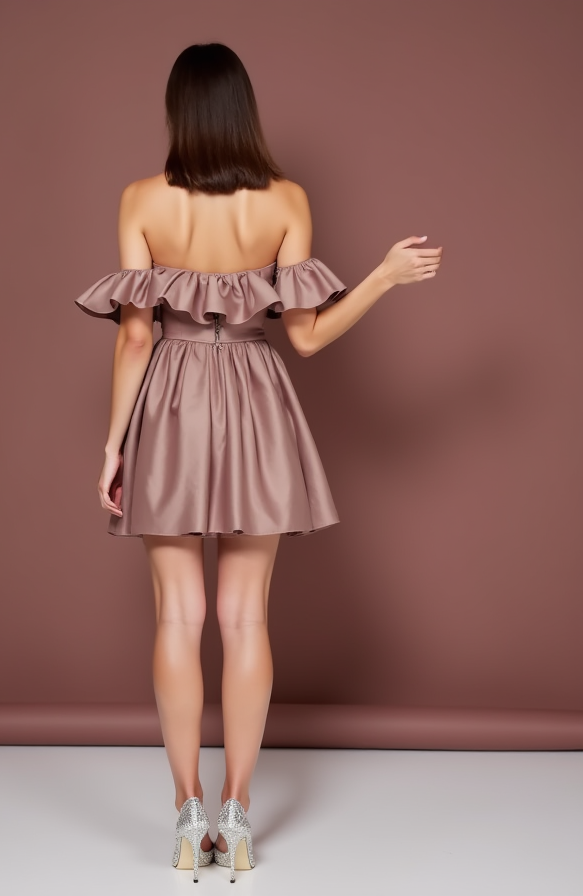 Stylish Pink Evening Dress & Prom Dress with Velvet Details for a Luxe Finish
