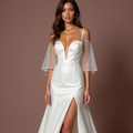 White Fairytale Princess Wedding Gown with a Stunning Train