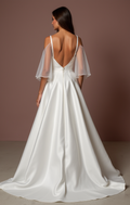 White Fairytale Princess Wedding Gown with a Stunning Train