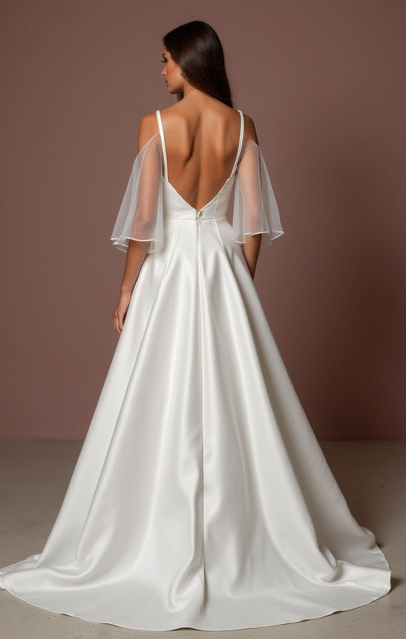 White Fairytale Princess Wedding Gown with a Stunning Train