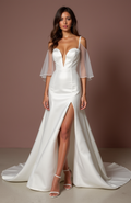White Fairytale Princess Wedding Gown with a Stunning Train