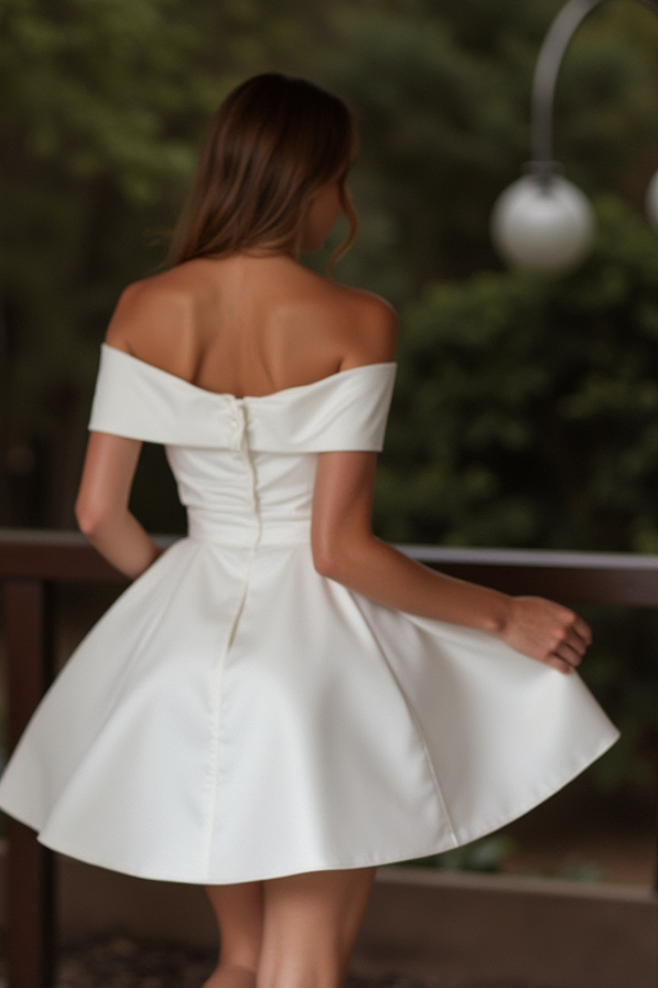 Glamorous White Mini Short Wedding Dress with Beaded Straps for an Extra Touch of Sparkle