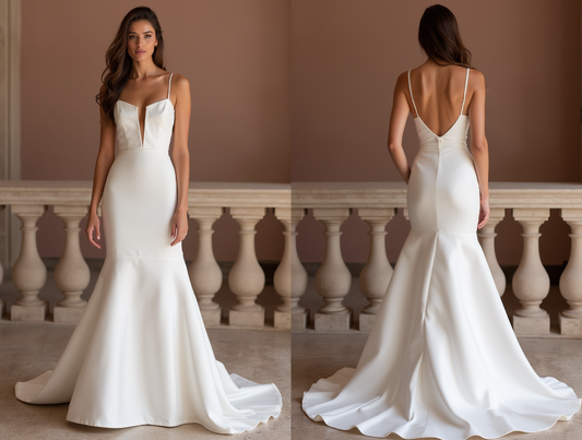 Timeless White Mermaid Wedding Gown with an Elegant Lace Overlay for a Vintage Feel