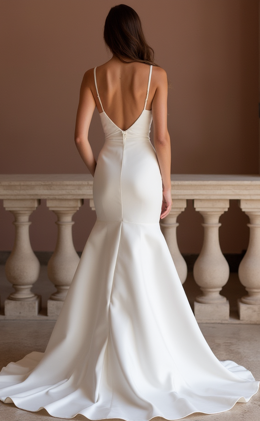 Timeless White Mermaid Wedding Gown with an Elegant Lace Overlay for a Vintage Feel