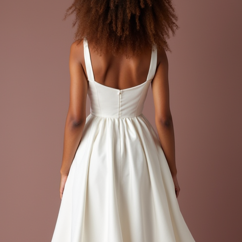 Classic White Mini Short Wedding Dress with a Fit-and-Flare Silhouette for a Feminine Shape
