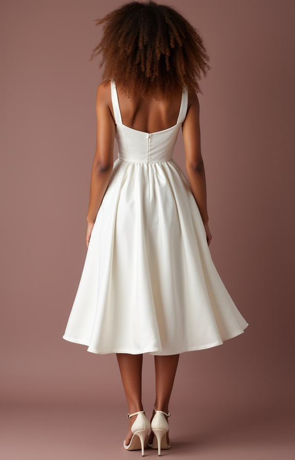 Classic White Mini Short Wedding Dress with a Fit-and-Flare Silhouette for a Feminine Shape