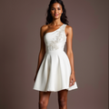 Romantic White Mini Short Wedding Dress with a Tiered Skirt for a Dreamy Bridal Look