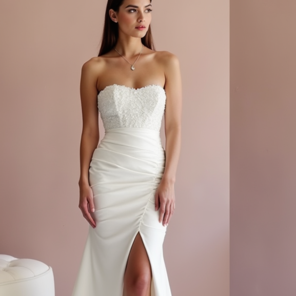 Romantic White A-Line Wedding Dress with Floral Lace and Sheer Back Details