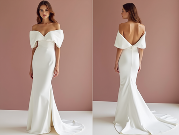 Mermaid White Wedding Gown with a Tulle Skirt for a Soft, Flowing Effect