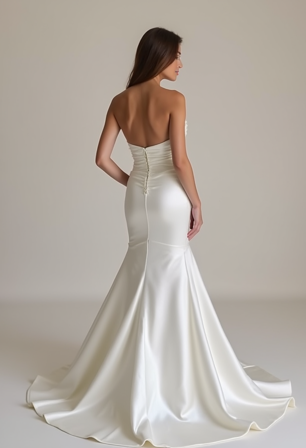 Show-Stopping White A-Line Wedding Dress with a Dramatic Overskirt for Extra Volume