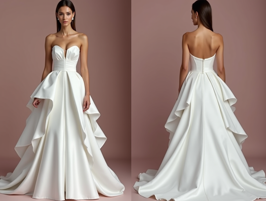 Chic White Princess Bridal Gown with a Sculpted Bodice and Layered Skirt