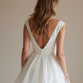 Timeless White Mini Short Wedding Dress with an Embroidered Bodice for Elegant Detailing